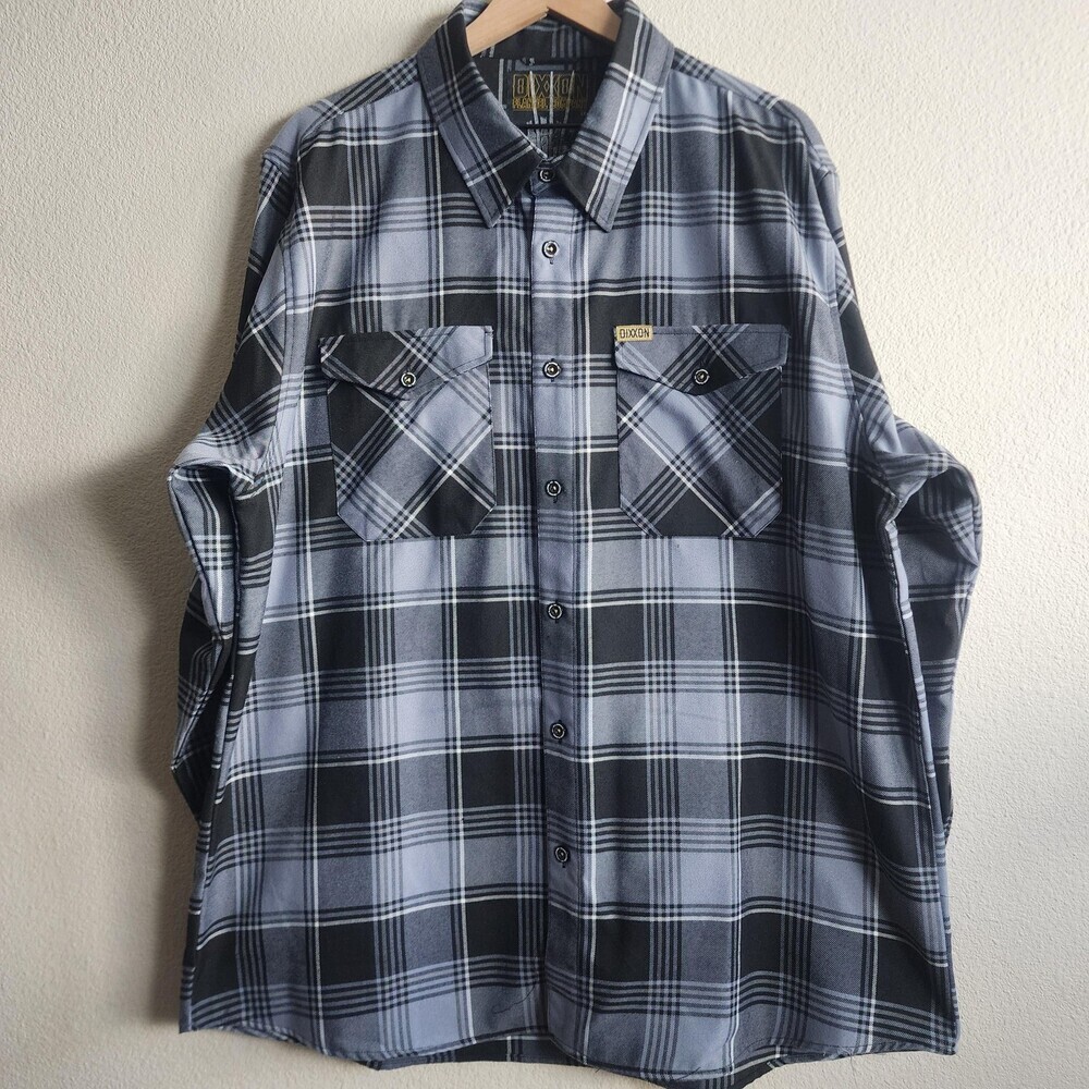 Dixxon Flannel Company Shirt Mens 2XL Gray Black Plaid Adamantium Button Front